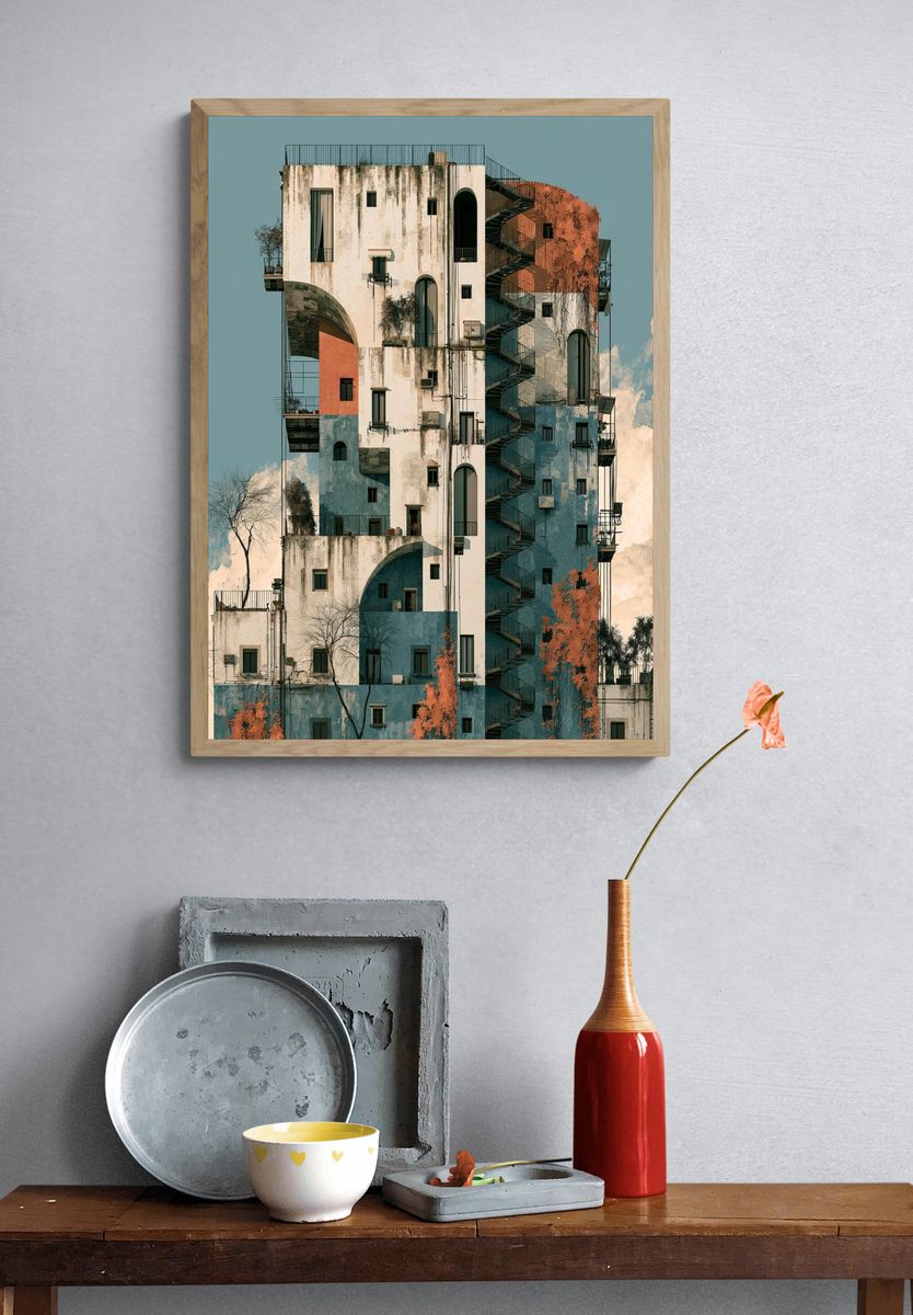 Surreal Tower Architecture Print. — room view 3