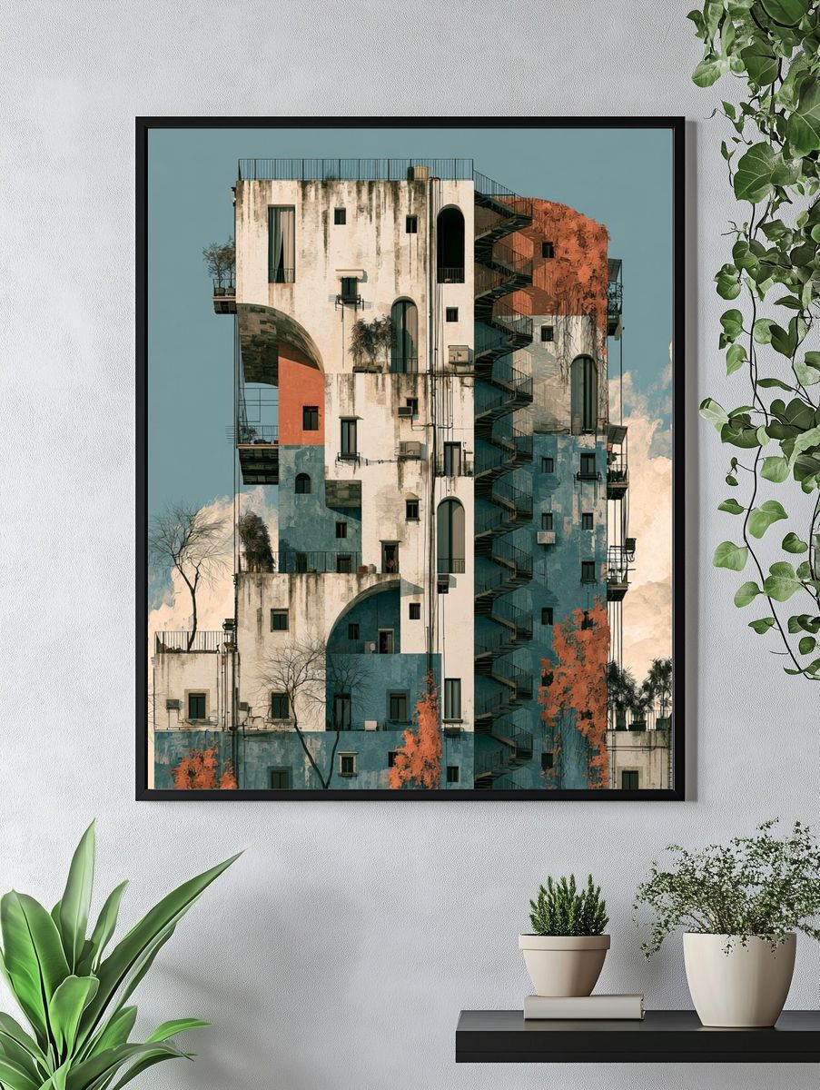 Surreal Tower Architecture Print. — room view 4