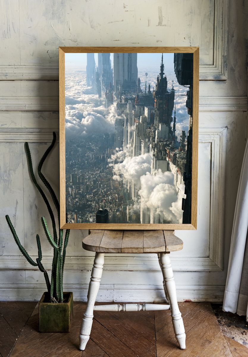 Cloud City Skyline Sci-Fi Poster. — room view 1
