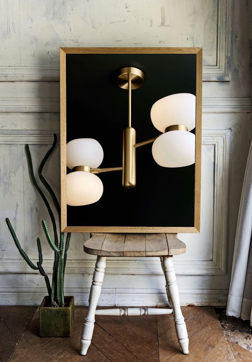 Modern Brass Ceiling Light Poster. room preview