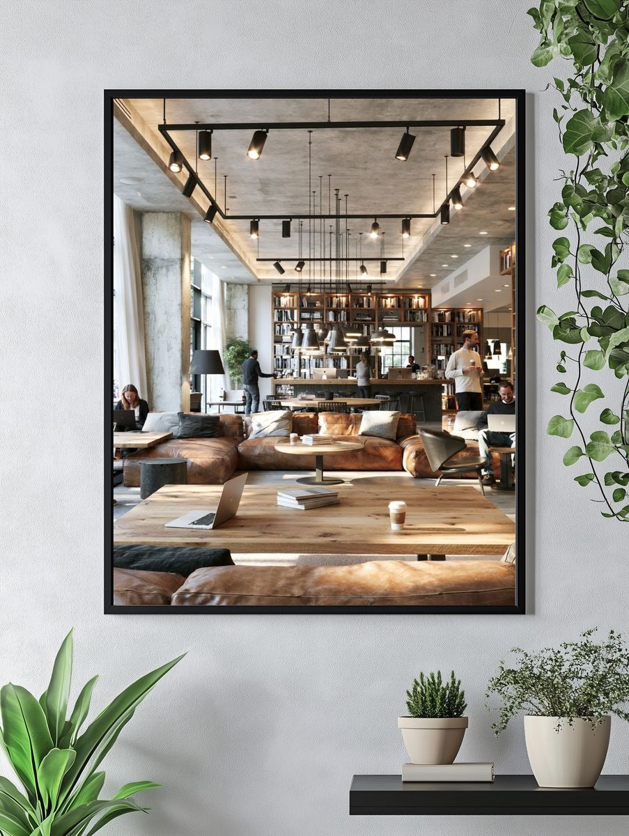 Modern Loft Library Interior Print. — room view 4