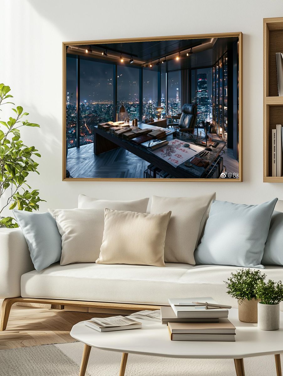 Night City Office Interior Poster. — room view 2