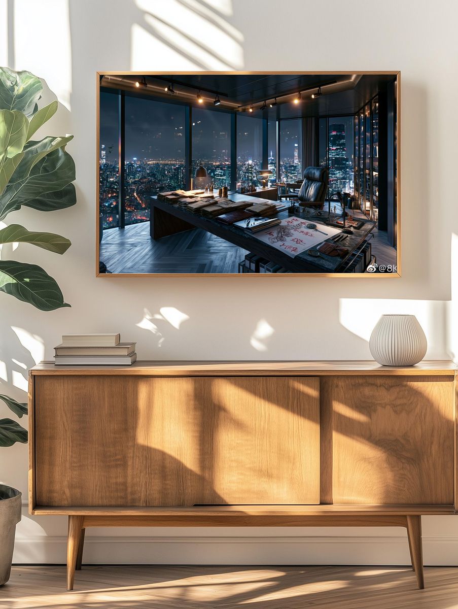 Night City Office Interior Poster. — room view 3