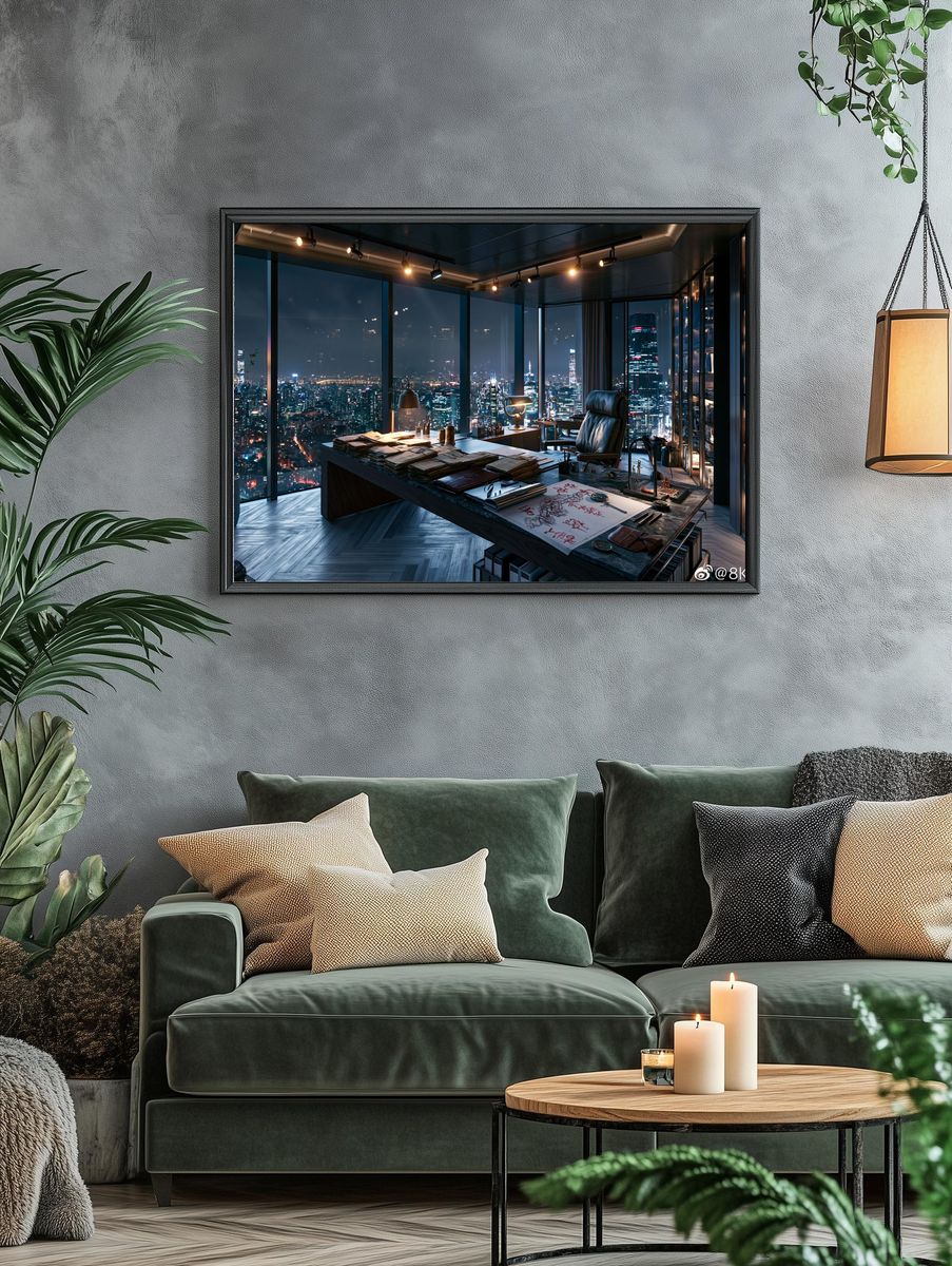 Night City Office Interior Poster. — room view 4