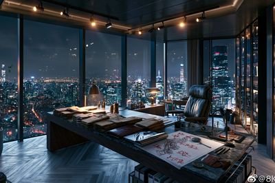 Night City Office Interior Poster. poster
