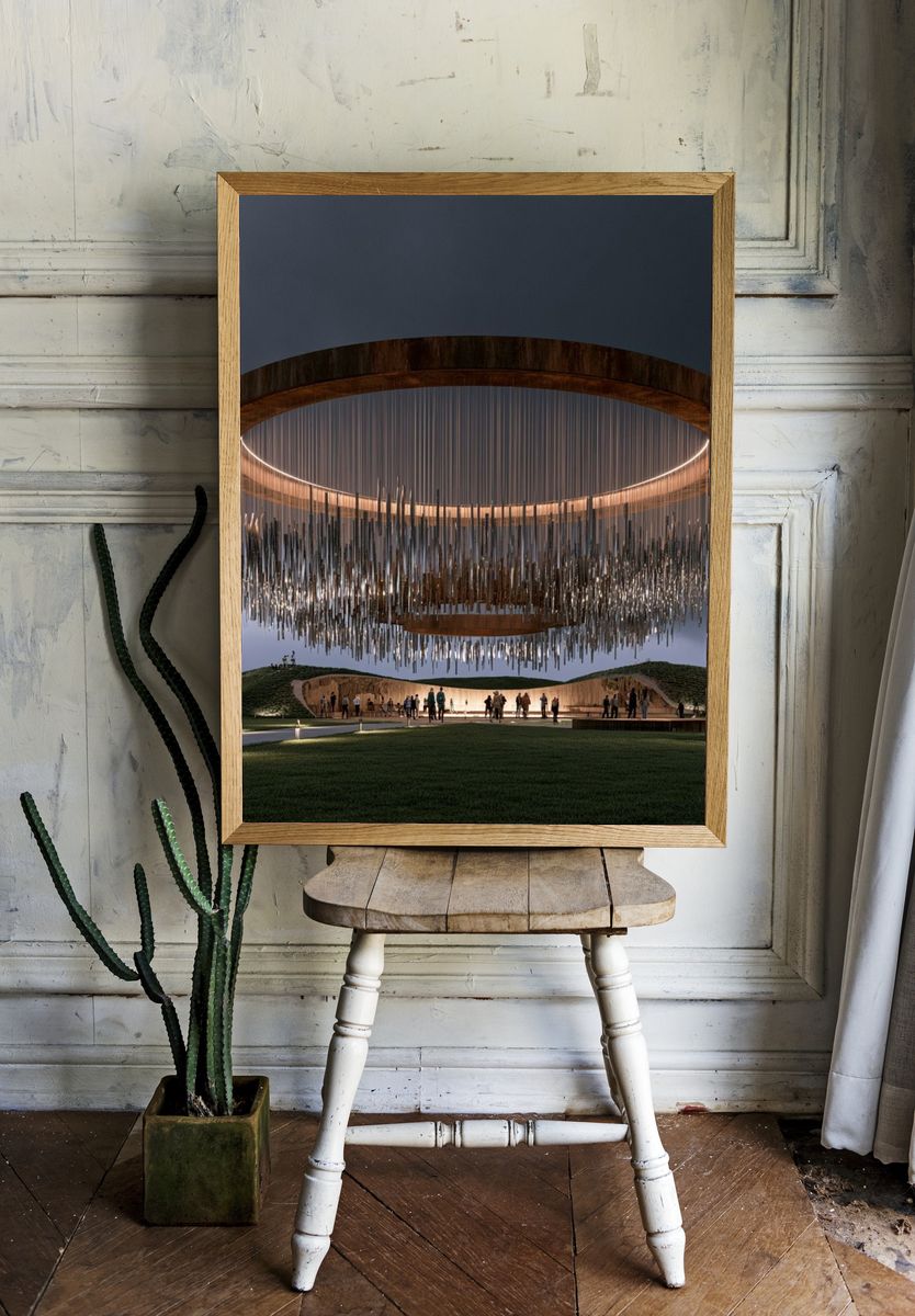 Futuristic Ring Pavilion Architecture Poster. room preview
