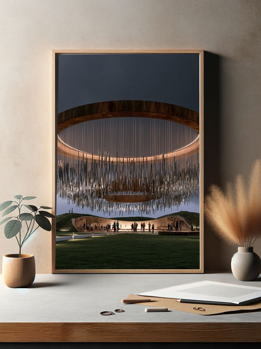 Futuristic Ring Pavilion Architecture Poster. — room view 2