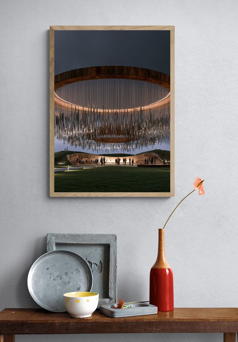 Futuristic Ring Pavilion Architecture Poster. — room view 3