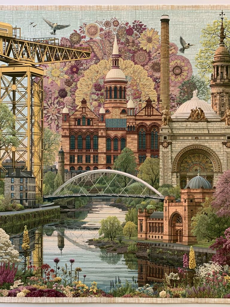 Glasgow Floral Cityscape Print. poster detail