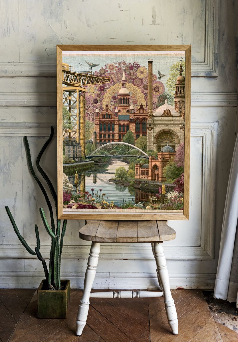 Glasgow Floral Cityscape Print. — room view 1