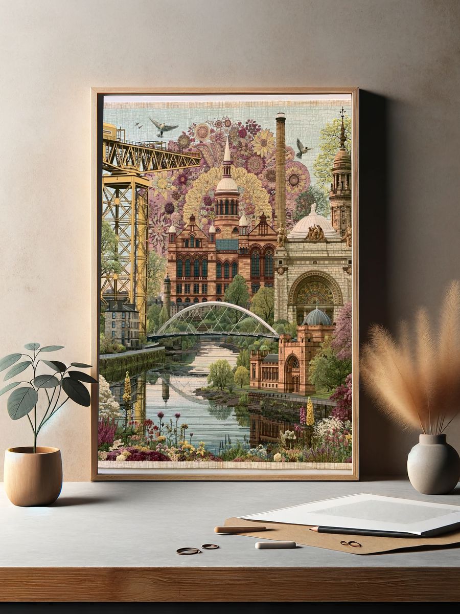 Glasgow Floral Cityscape Print. — room view 2