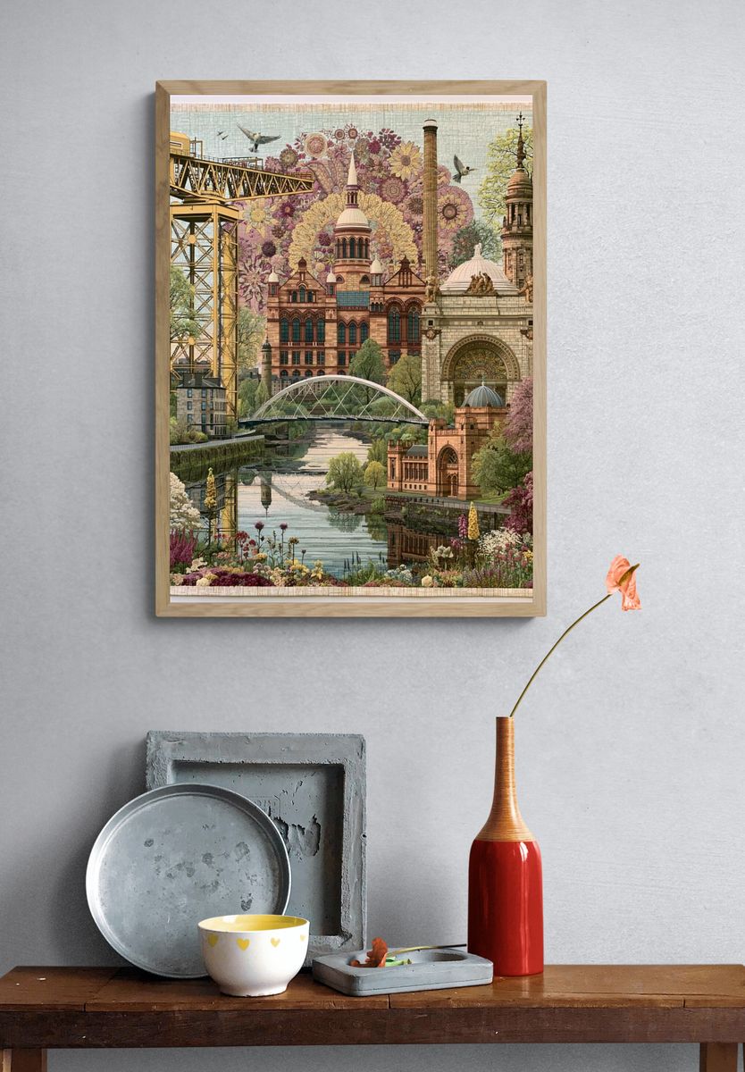Glasgow Floral Cityscape Print. — room view 3