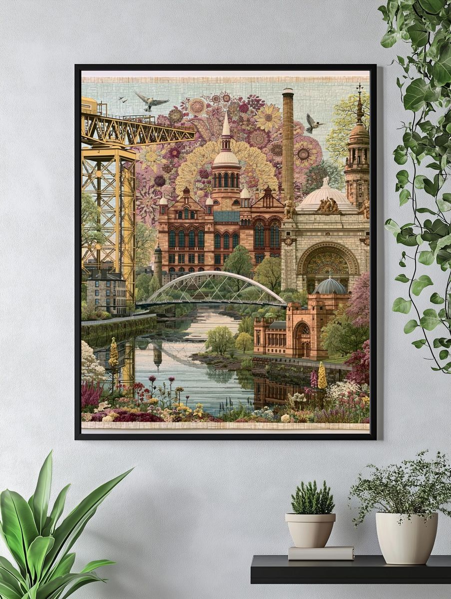 Glasgow Floral Cityscape Print. — room view 4