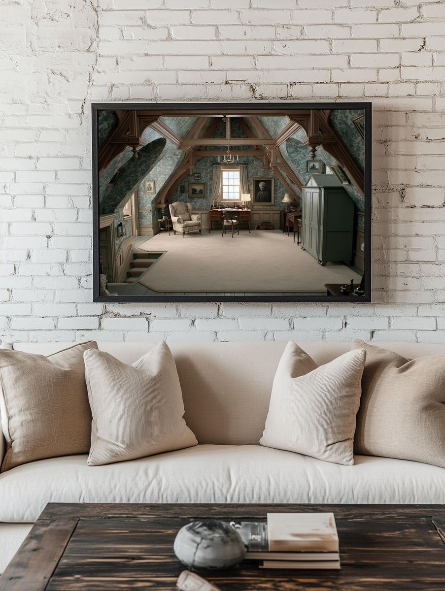 Victorian Attic Study Interior Print. room preview