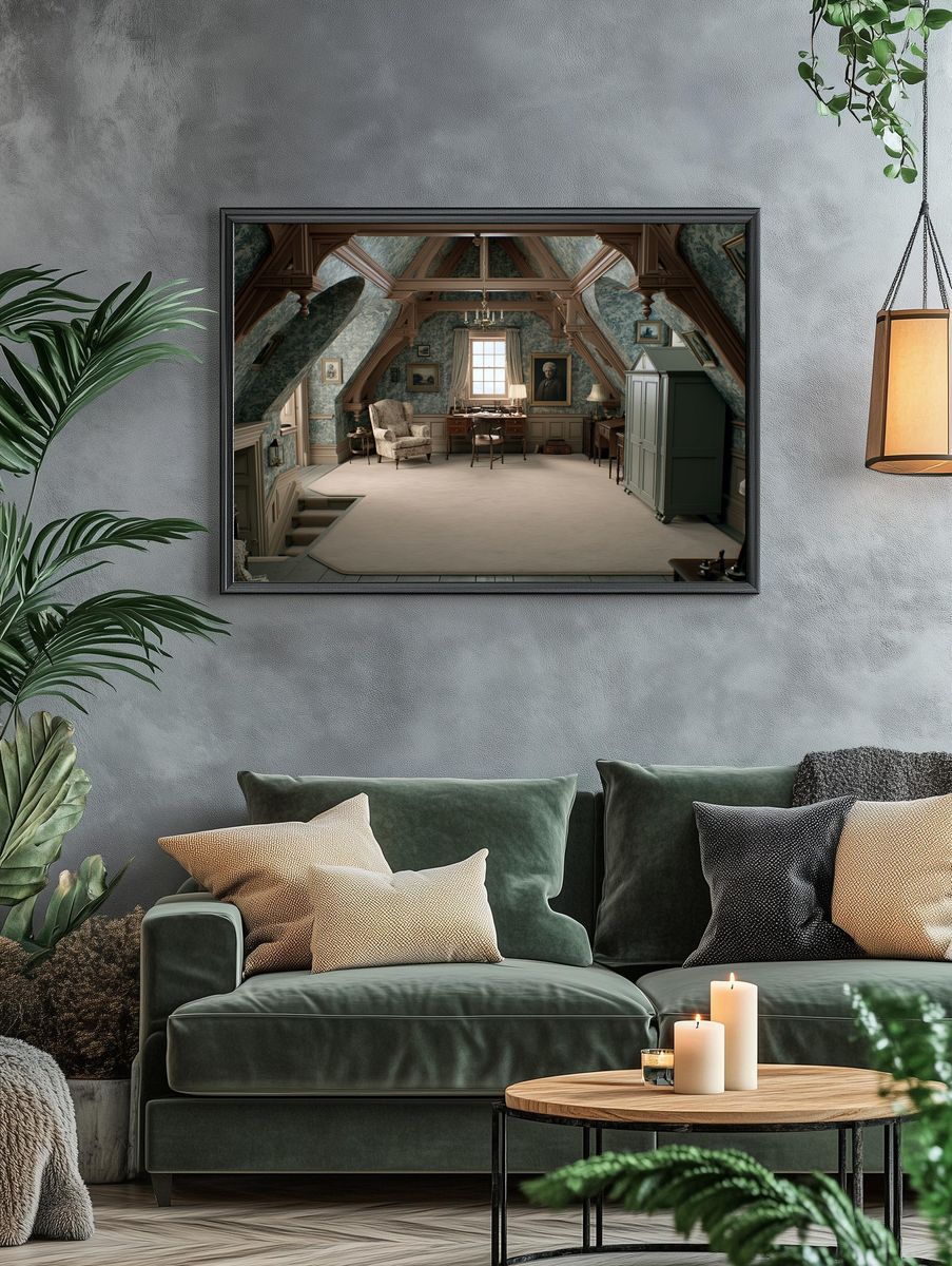 Victorian Attic Study Interior Print. — room view 4