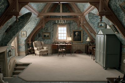 Victorian Attic Study Interior Print.
