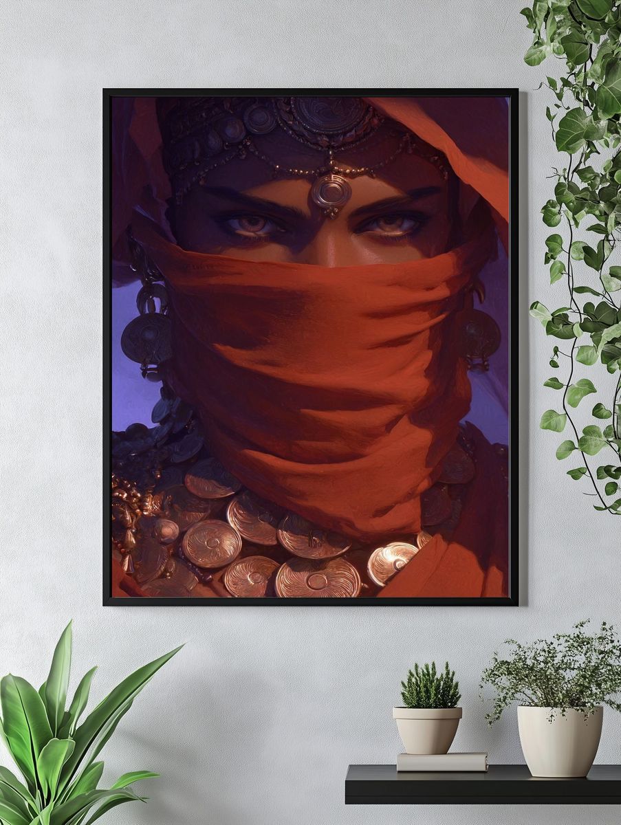 Mysterious Woman in Red — Illustration Print. — room view 4