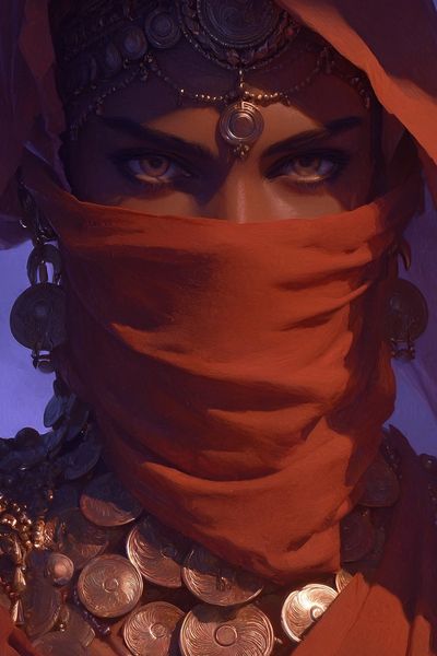 Mysterious Woman in Red — Illustration Print. poster print