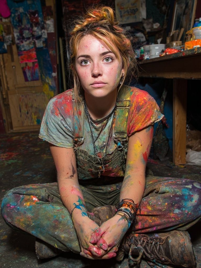Colorful Artist in Studio — Photography Print. poster detail