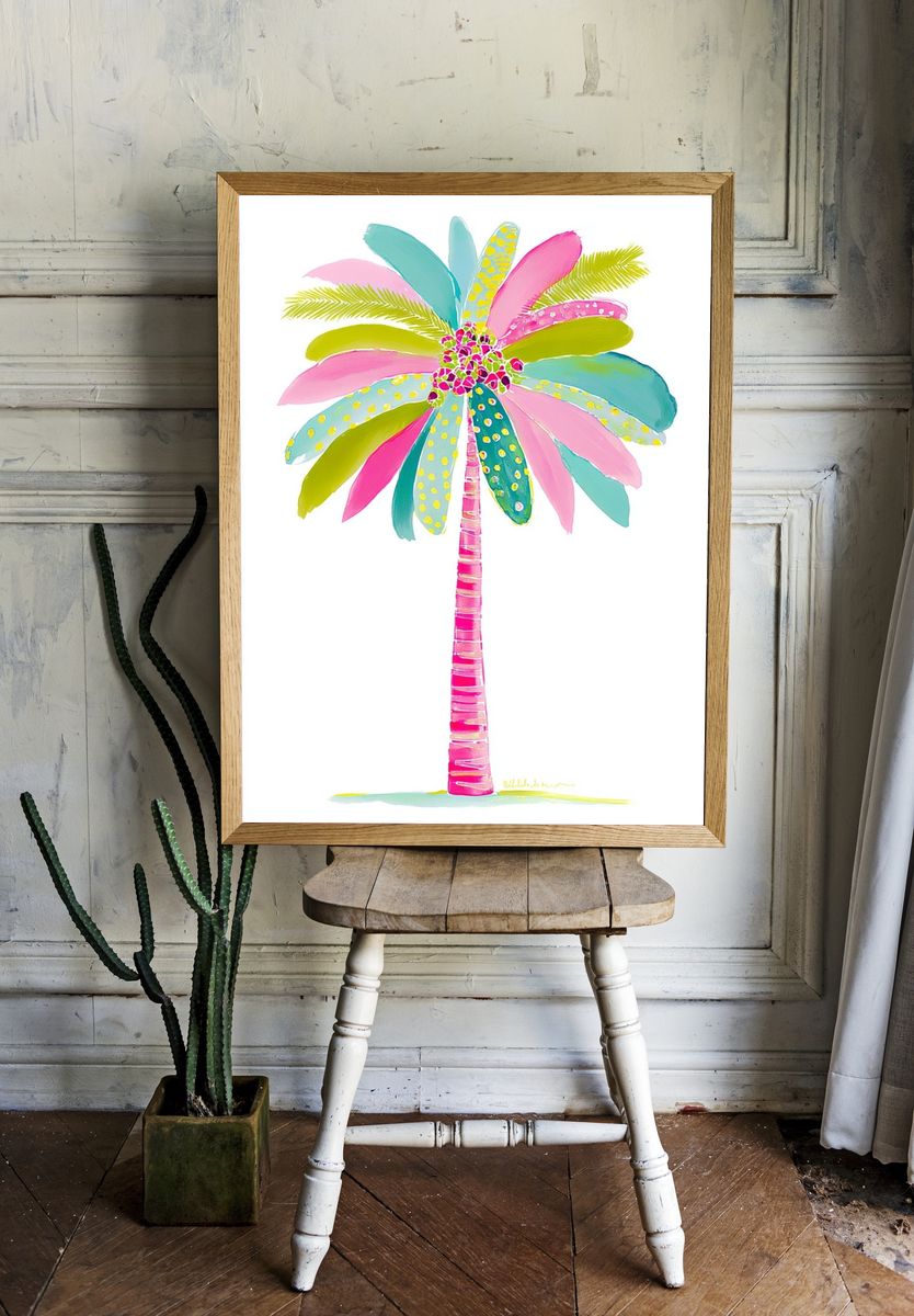 Colorful Palm Tree — Illustration Print. — room view 1