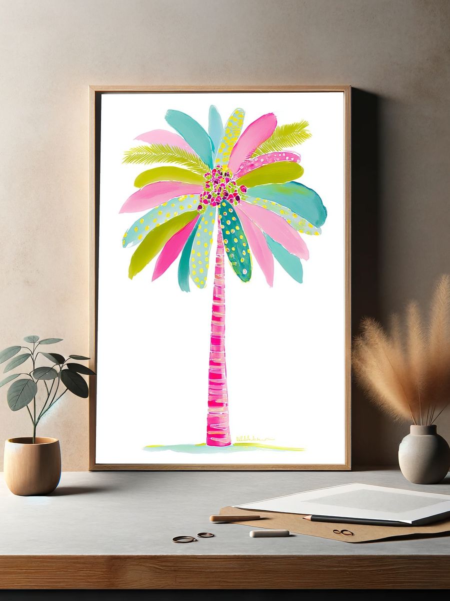 Colorful Palm Tree — Illustration Print. — room view 2