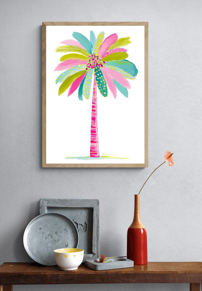 Colorful Palm Tree — Illustration Print. — room view 3