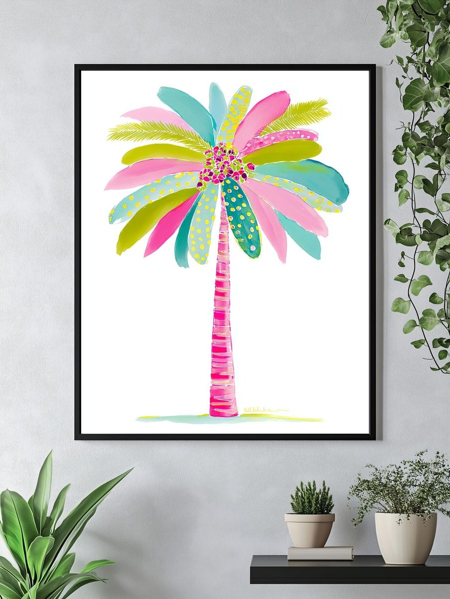 Colorful Palm Tree — Illustration Print. — room view 4