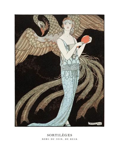 Woman vintage art poster, art deco fashion illustration remix from the artwork. poster print