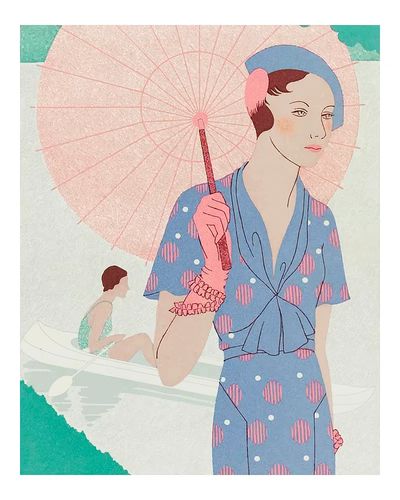 Fashionable young woman summer illustration. poster