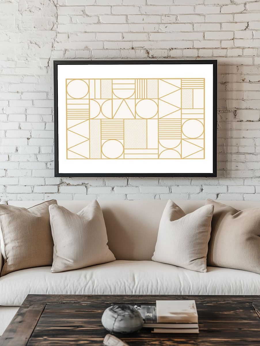 Gold Art Deco Geometric Pattern — Art Print. — room view 1
