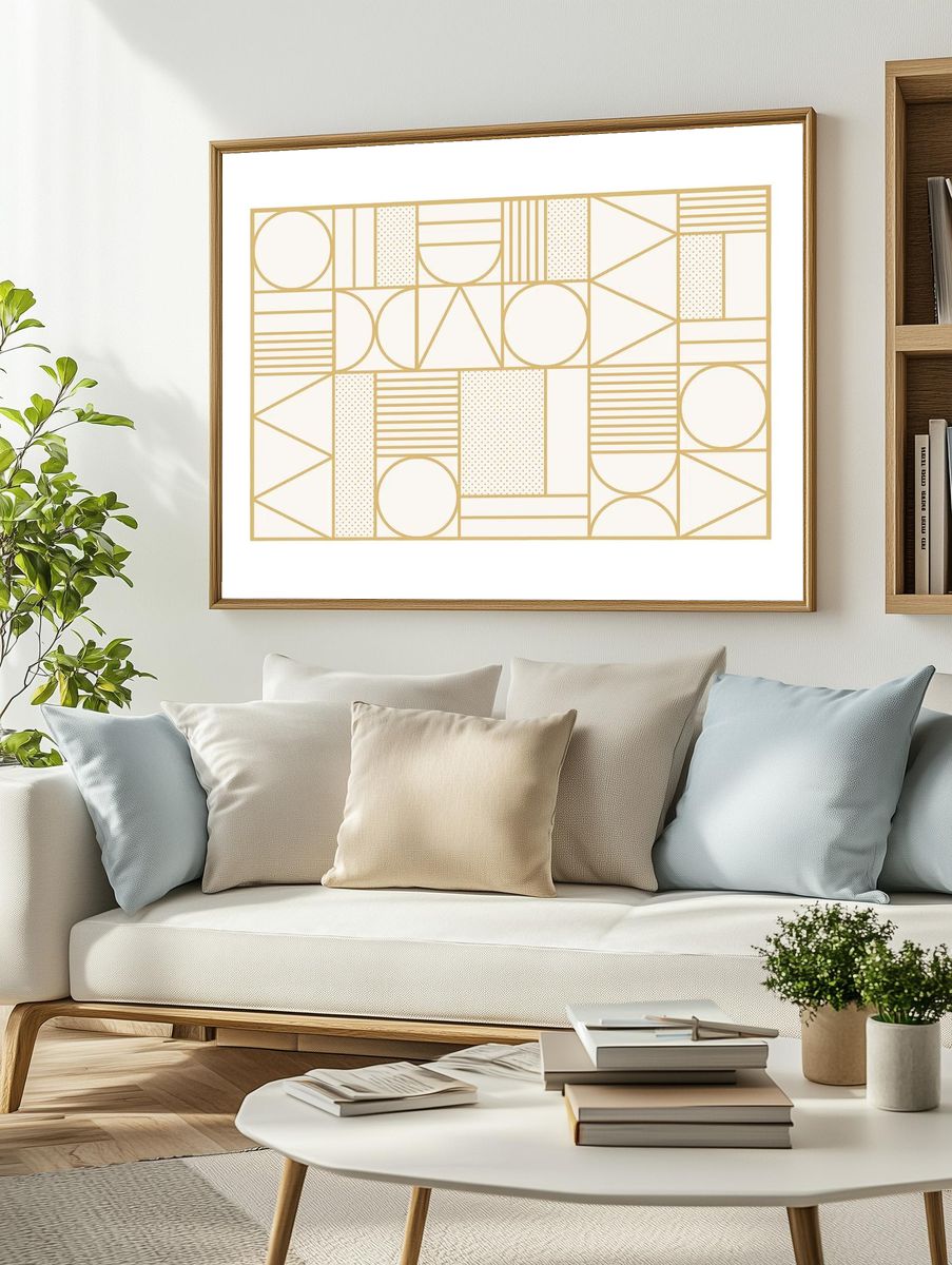 Gold Art Deco Geometric Pattern — Art Print. — room view 2
