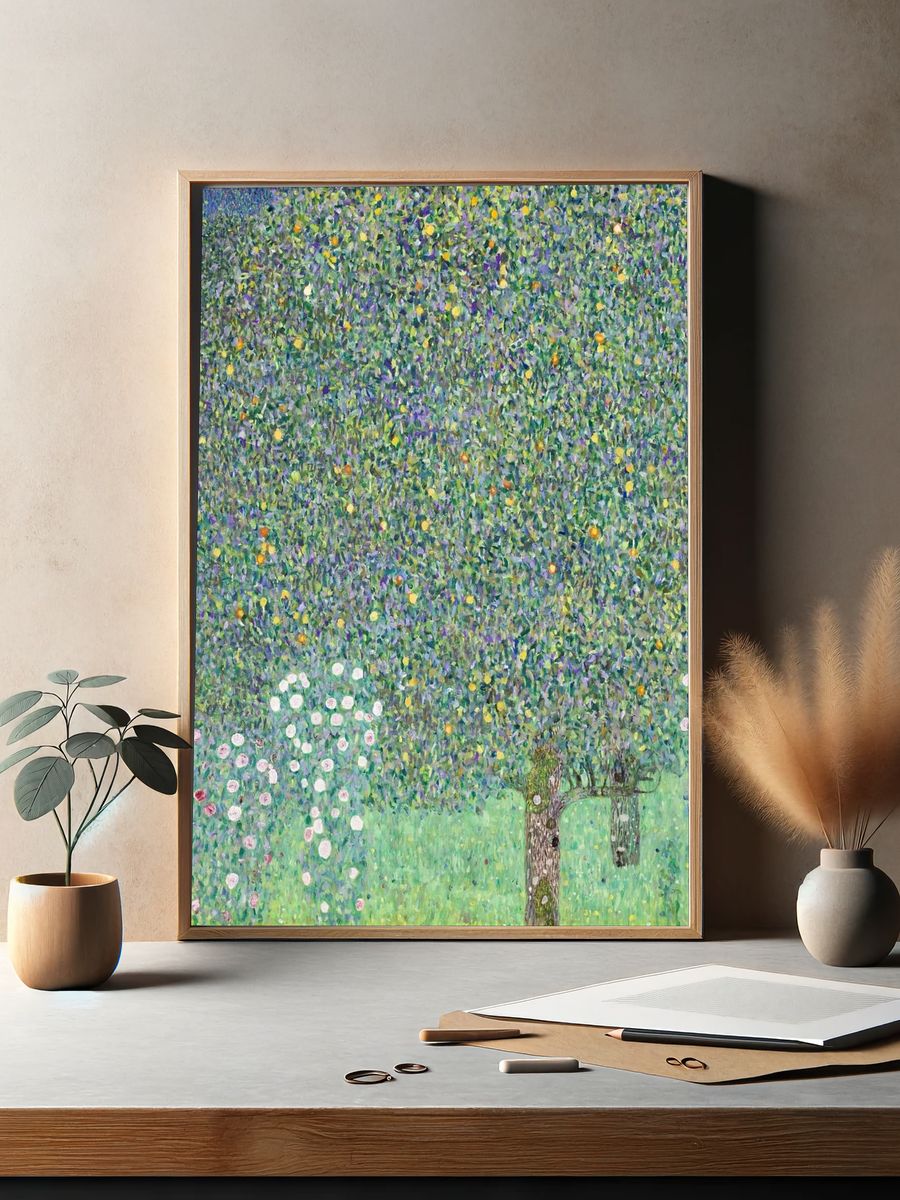 Rosebushes under the Trees by Gustav Klimt (1905) — Art Print. — room view 2