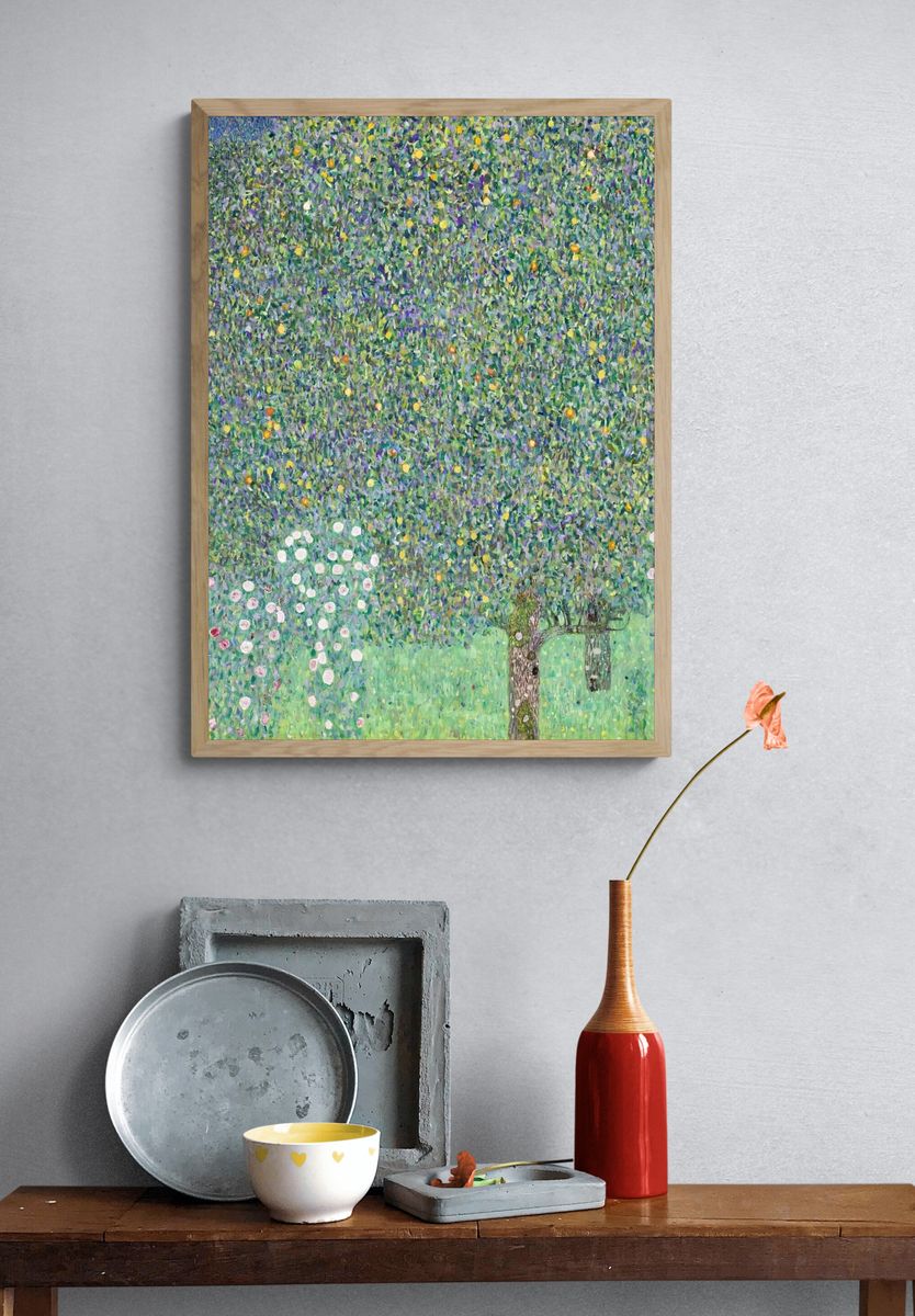 Rosebushes under the Trees by Gustav Klimt (1905) — Art Print. — room view 3
