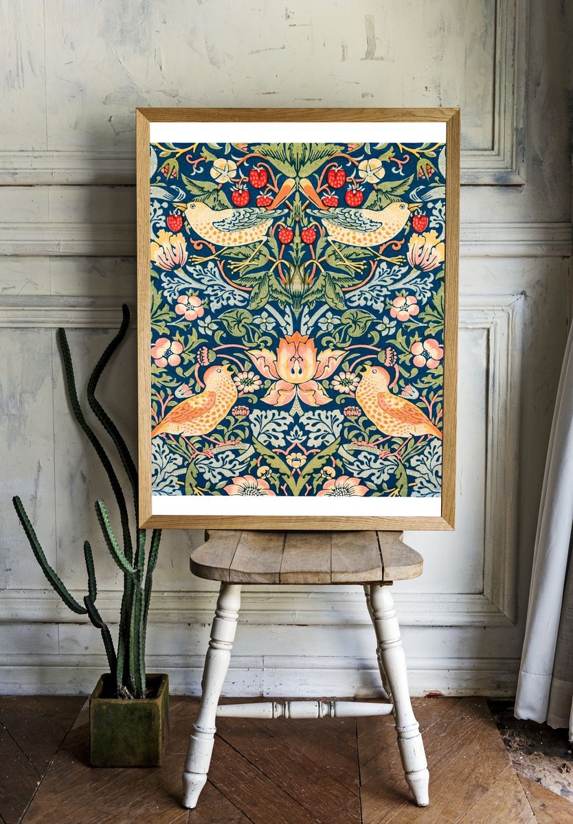 William Morris poster, vintage strawberry. — room view 1