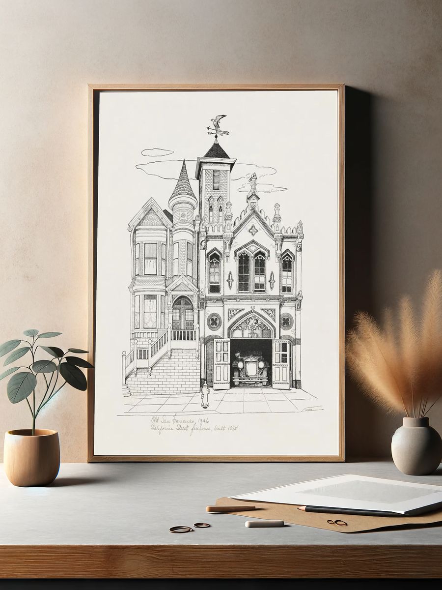 Old San Francisco — Architectural Illustration Print. — room view 2