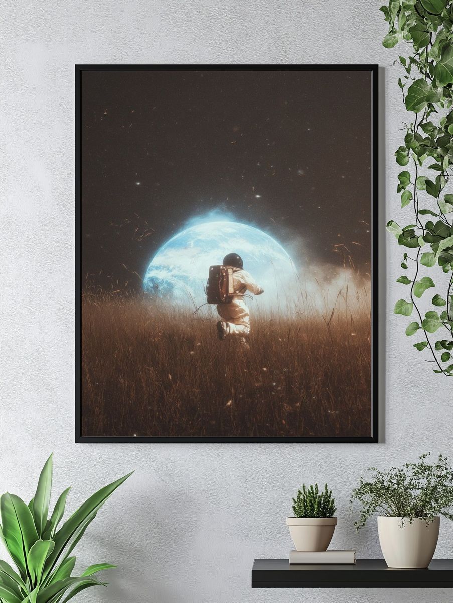 Astronaut Moonlit Field Poster. — room view 4