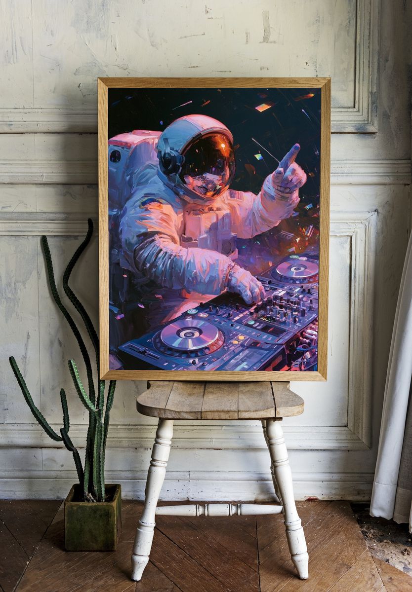 Astronaut DJ Digital Art Poster. room preview