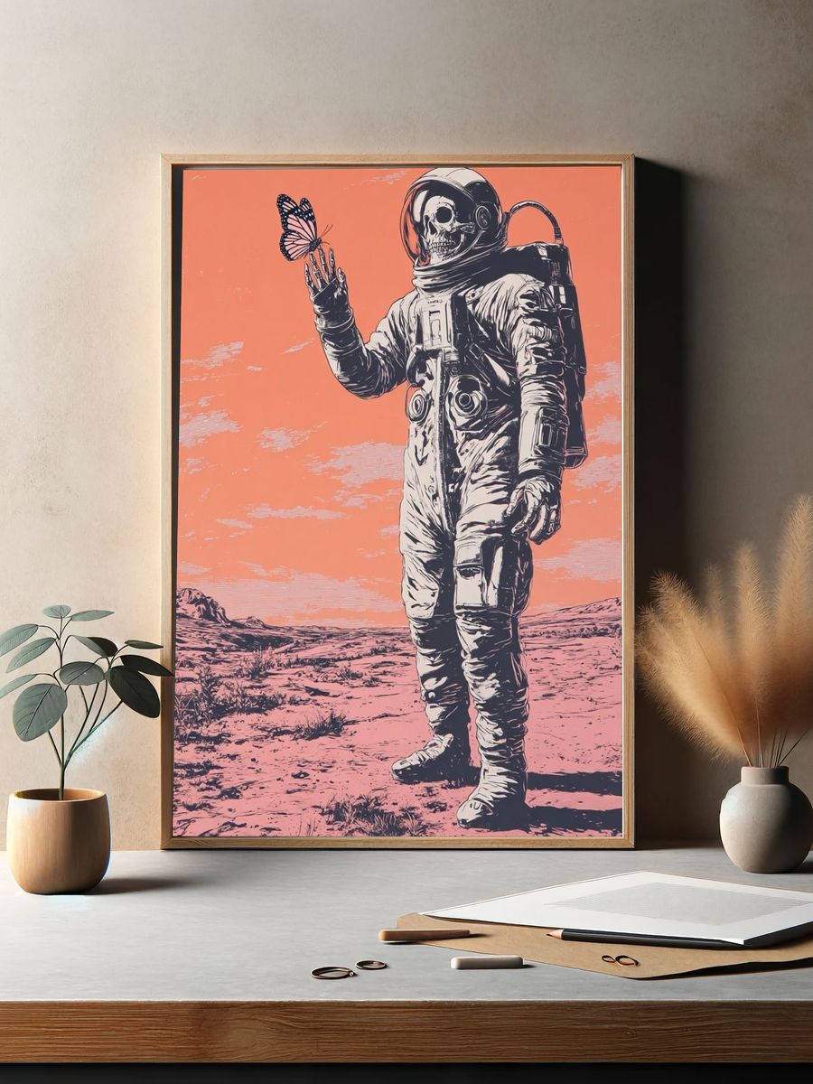 Astronaut with Butterfly — Surrealism Print. — room view 2