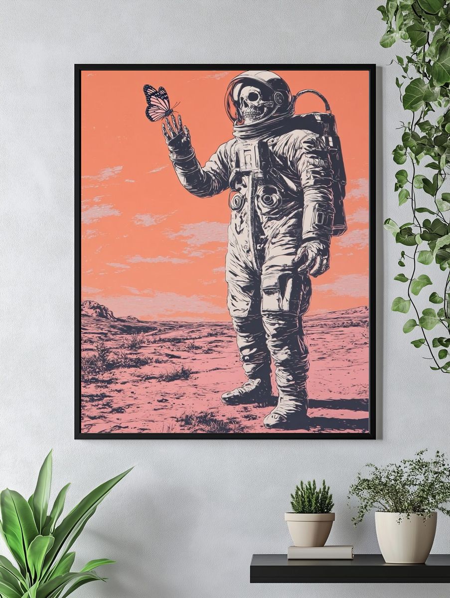 Astronaut with Butterfly — Surrealism Print. — room view 4