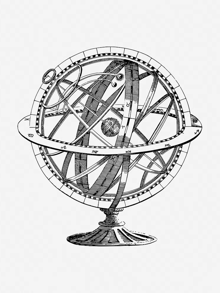 Armillary Sphere Line Art Poster. poster detail