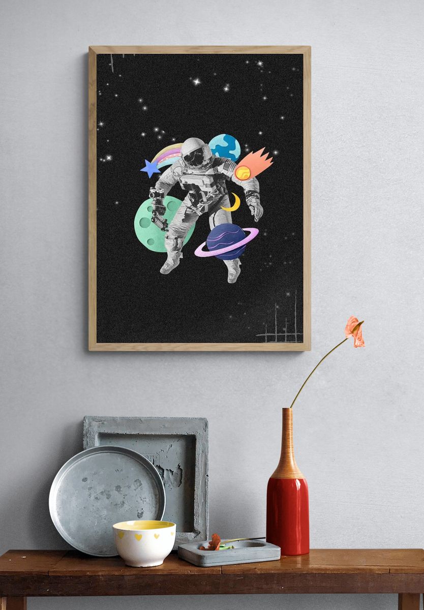 Astronaut in Space — Digital Art Print. — room view 3
