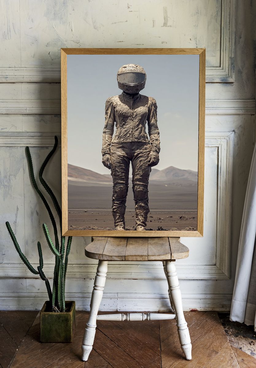 Astronaut in Mud — Surrealism Print. — room view 1