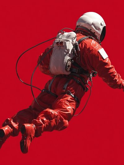 Astronaut in Red Space Suit — Digital Art Print