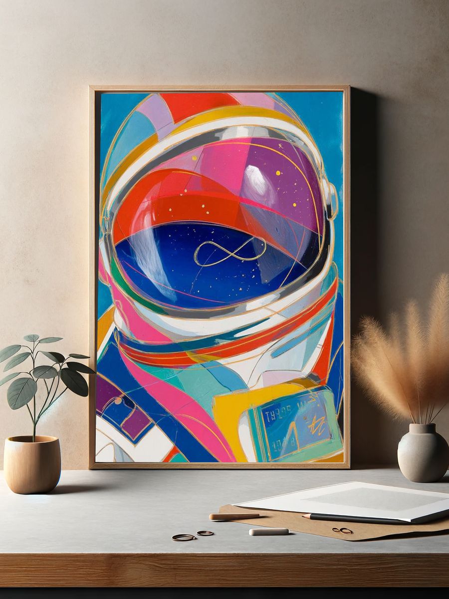 Colorful Astronaut — Digital Art Print. — room view 2