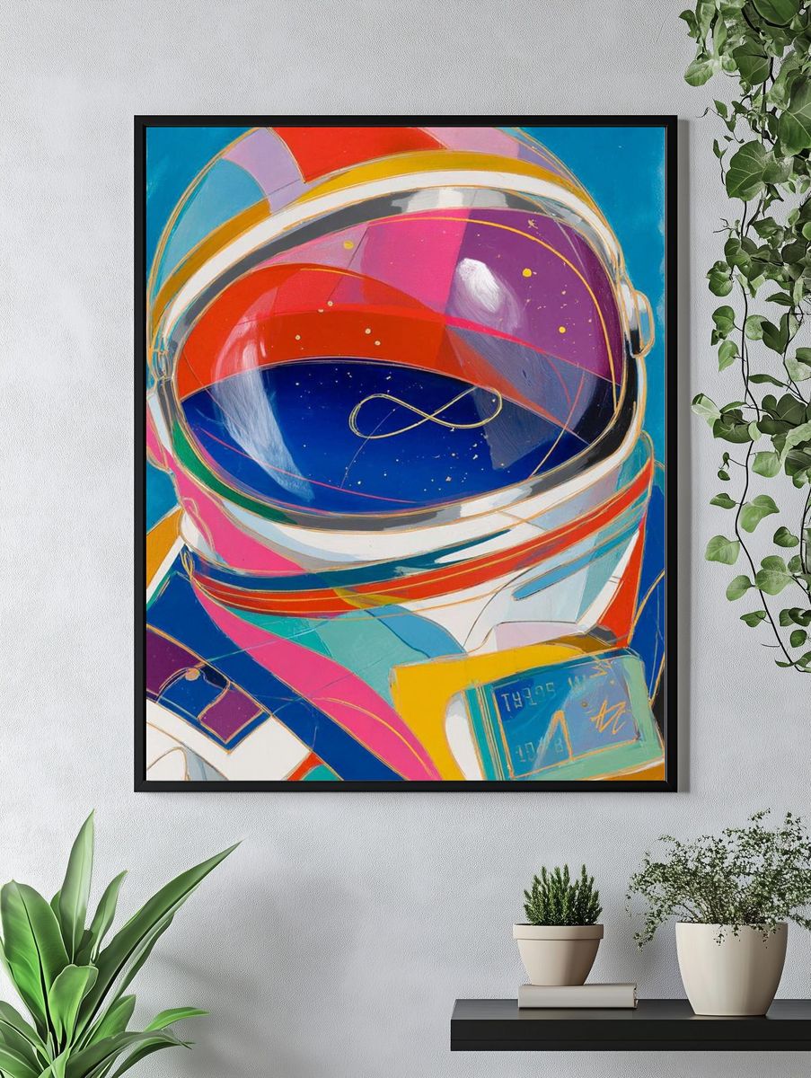 Colorful Astronaut — Digital Art Print. — room view 4