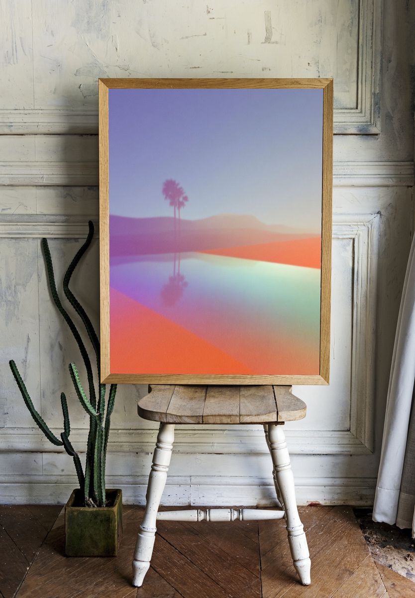 Palm Tree Reflection — Abstract Print. — room view 1