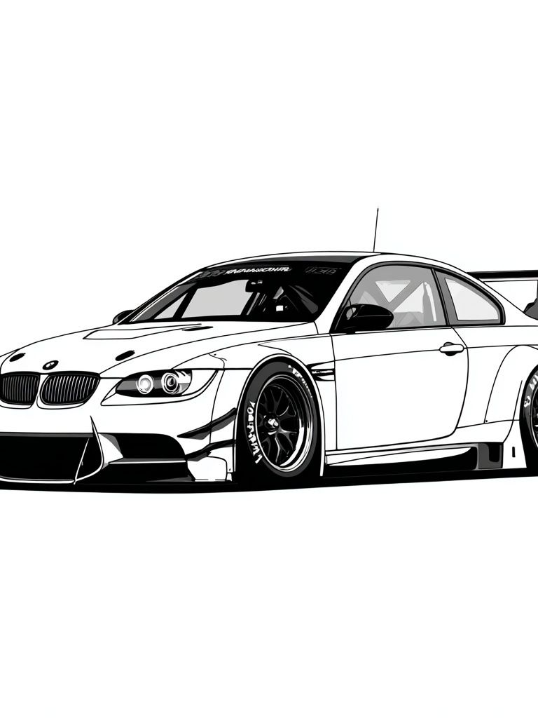 BMW M3 Drift Car Illustration Poster. poster — illustration art