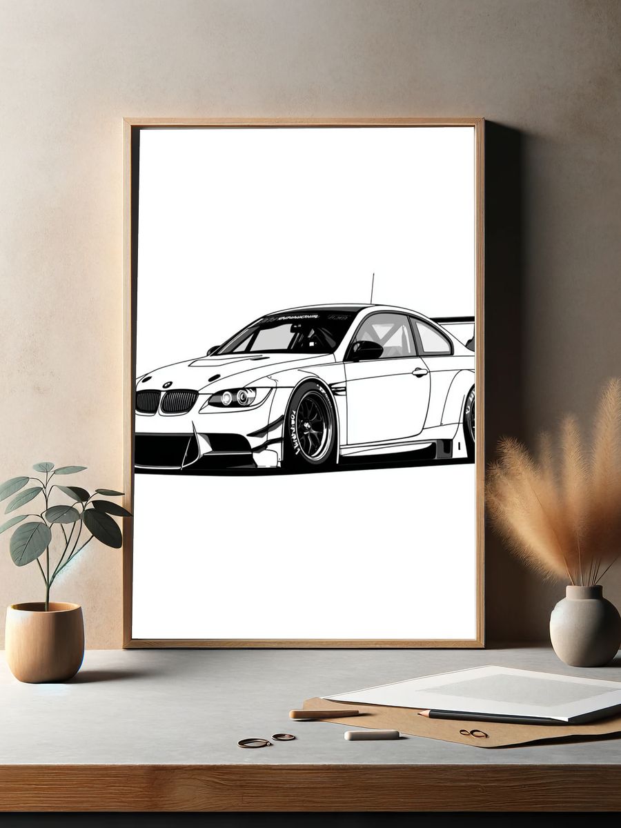 BMW M3 Drift Car Illustration Poster. — room view 2