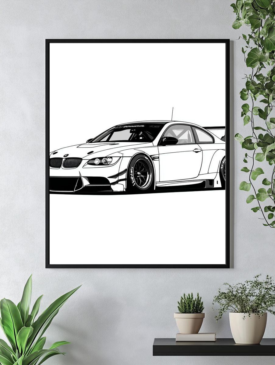 BMW M3 Drift Car Illustration Poster. — room view 4