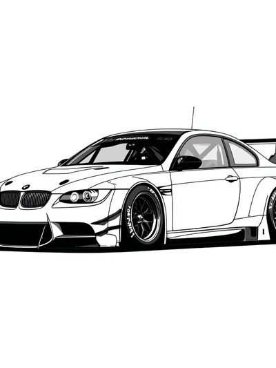 BMW M3 Drift Car Illustration Poster. poster print